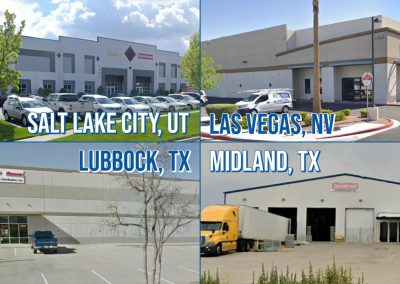 Collage showing exterior photos of commercial buildings